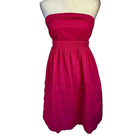 Anthropologie Maeve Fuchsia Pink Strapless 100% Cotton Dress Size 8 - Picture 2 of 13